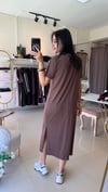 30314 KISA KOLLU MODAL BASİC ELBİSE KAHVEE