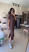 30314 KISA KOLLU MODAL BASİC ELBİSE KAHVEE