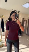 30481 YÜKSEK YAKALI TSHİRT DİLVİN BORDO