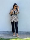 3101 KOLU BÜZGÜLÜ LEOPAR DESEN BLAZER 