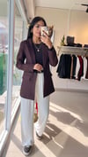 3133 TEK DÜĞME YÜN EFEKT BLAZER KAHVE