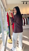 3133 TEK DÜĞME YÜN EFEKT BLAZER KAHVE