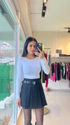 31332 KAYIK YAKA UZUN KOLLU TOP BEYAZ