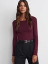 31332 KAYIK YAKA UZUN KOLLU TOP BORDO
