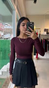 31332 KAYIK YAKA UZUN KOLLU TOP BORDO