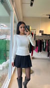 31332 KAYIK YAKA UZUN KOLLU TOP EKRU