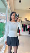 31332 KAYIK YAKA UZUN KOLLU TOP EKRU