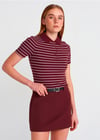 31464 ÇİZİGİLİ POLO YAKA TSİRT BORDO