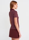 31464 ÇİZİGİLİ POLO YAKA TSİRT BORDO