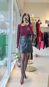 31530 ASİMETRİK YAKA UZUN KOLLU TOP BORDO
