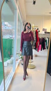 31530 ASİMETRİK YAKA UZUN KOLLU TOP BORDO