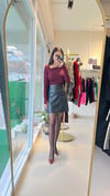 31530 ASİMETRİK YAKA UZUN KOLLU TOP BORDO