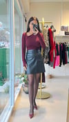 31530 ASİMETRİK YAKA UZUN KOLLU TOP BORDO