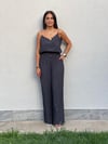 3156 LASTİK ASKILI V YAKA BLUZ PANTOLON ANTRASİT