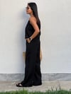 3156 LASTİK ASKILI V YAKA BLUZ PANTOLON SİYAH