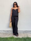 3156 LASTİK ASKILI V YAKA BLUZ PANTOLON SİYAH