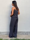3156 LASTİK ASKILI V YAKA BLUZ PANTOLON ANTRASİT