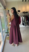 3510 TENSEL KUMAŞ SIFIR KOL BLUZ & KLOŞ ETEK TAKIM BORDO