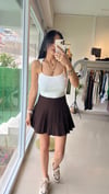 35683 PİLİSELİ İŞİ ŞORTLU ETEK KAHVE