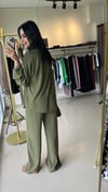 35773 TENSEL KUMAŞ GÖMLEK PANTOLON TAKIM HAKİ