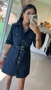 36329 DÜĞMELİ MİNİ ELBİSE LACİVERT