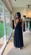 36331 KALIN ASKILI SANDY ELBİSE LACİVERT