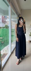 36331 KALIN ASKILI SANDY ELBİSE LACİVERT