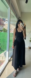36331 KALIN ASKILI SANDY ELBİSE SİYAH