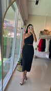 36444 PENCERE DETAYLI ELBİSE SİYAH