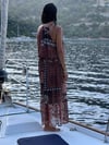 36521 ZR MODEL BELİ GİBELİ DESENLİ YARIM ASTARLI ŞİFON ELBİSE KAHVE 