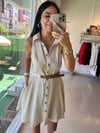 36548 %100 KETEN ELBİSE BEJ