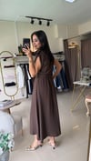 37211 Orinal Model , Kısa Kollu , Uzun Elbise , Kahve