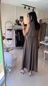 37230 ÖNÜ FERMUARLI BELİ LASTİKLİ KEMERLİ ELBİSE KAHVE