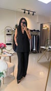 37282 YELEKLİ PALAZZO TAKIM SİYAH
