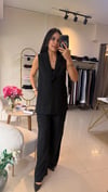 37282 YELEKLİ PALAZZO TAKIM SİYAH
