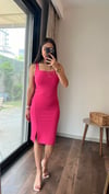 4324 YIRTMAÇLI ELBİSE PEMBE