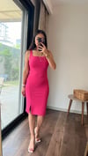 4324 YIRTMAÇLI ELBİSE PEMBE