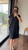 4956 POLO YAKA ELBİSE SİYAH