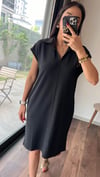 4956 POLO YAKA ELBİSE SİYAH