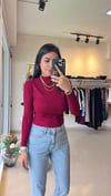 5048 YANDAN BÜZGÜLÜ BLUZ BORDO