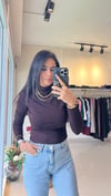 5048 YANDAN BÜZGÜLÜ BLUZ KAHVE