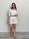 50885 KEMERLİ ŞORTLU TAKIM KAHVE ÇİZGİLİ