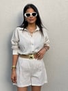 50885 KEMERLİ ŞORTLU TAKIM KAHVE ÇİZGİLİ