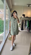 55502 GABARDİN KOT ELBİSE MİNT