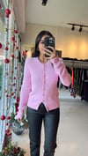 60198 BİSİKLET YAKA İNCİ DÜĞMELİ HIRKA PEMBE