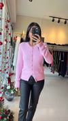 60198 BİSİKLET YAKA İNCİ DÜĞMELİ HIRKA PEMBE