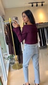 60252 Fermuarlı Fitilli Triko Hırka Bordo