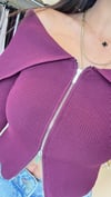 60252 Fermuarlı Fitilli Triko Hırka Bordo