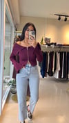60252 Fermuarlı Fitilli Triko Hırka Bordo