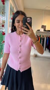 60284 BİSİKLET YAKA YUMUŞAK DOKULU DÜĞMELİ TRİKO HIRKA PEMBE